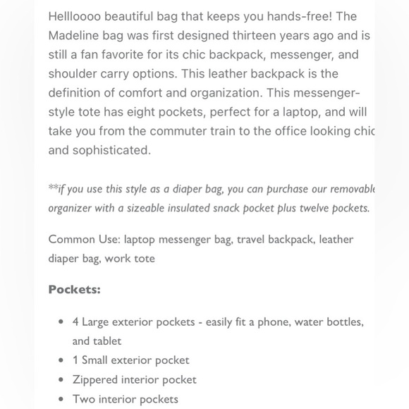 Lily Jade Madeline convertible tote Brandy caramel pebble leather backpack - Picture 16 of 16